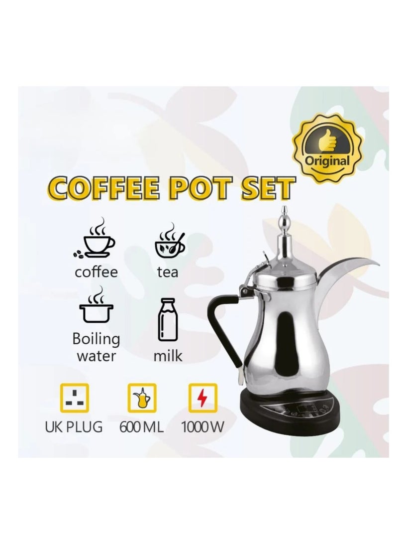 Denx Electric Kettle 1 L – 800 W – Stainless Steel – Modern Design (UK Plug, Measuring Scoop) - Image 2