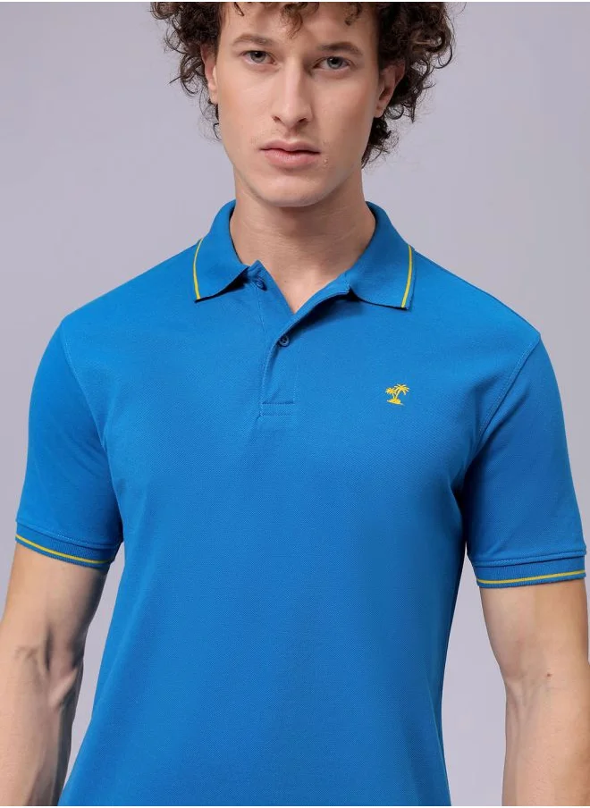 شركة المرآب الهندية Men Slim Fit Solid Polo Collar Tshirt