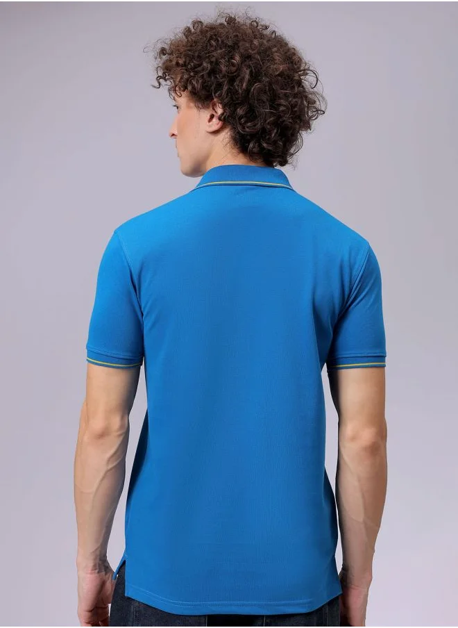 شركة المرآب الهندية Men Slim Fit Solid Polo Collar Tshirt