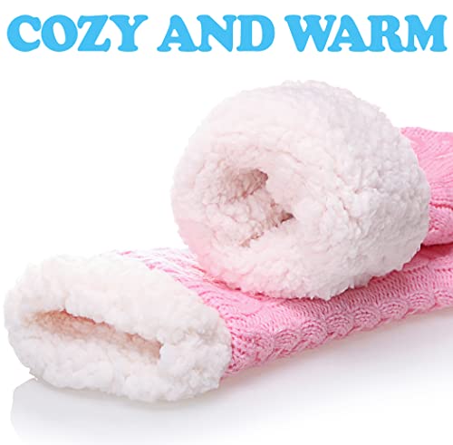 SDBING Women's Winter Super Soft Warm Cozy Fleece Lined Fuzzy Slipper Socks with Grippers (Pink, 6-10) - Image 4