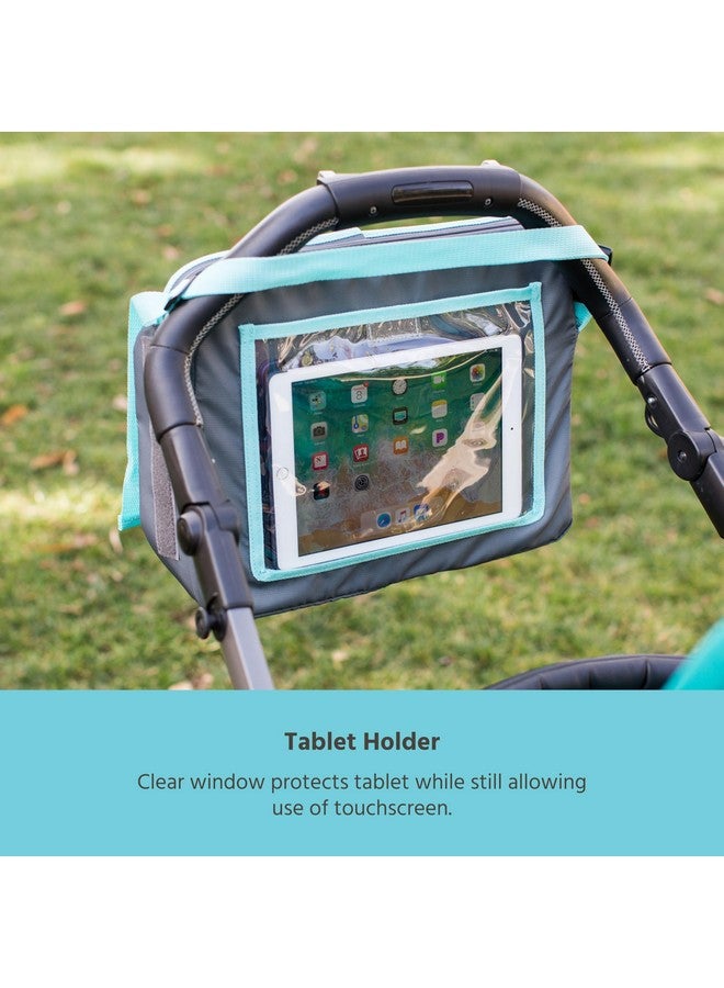 J.L. Childress صينية السفر 3 في 1 من J.L. Childress وحامل جهاز iPad - صينية على ركبتي مقعد السيارة للأطفال - للاستخدام في الطائرات، ورحلات الطريق، مكتب على الركبة - حامل جهاز لوحي وحقيبة حمل - رمادي/أخضر مائل إلى الأزرق - Image 4