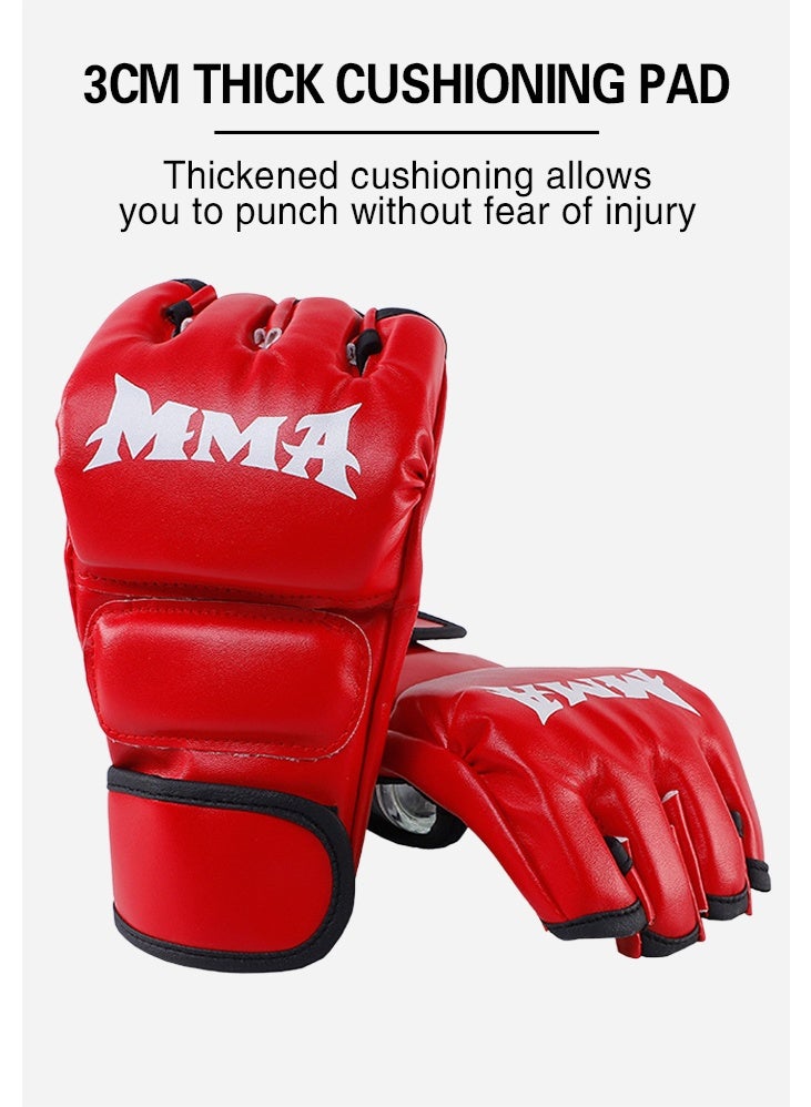 أم أم أيه قفازات ملاكمة نصفية الأصابع حمراء - Image 4