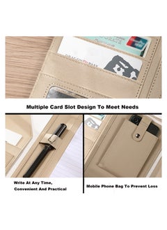 SYOSI Padfolio Clipboard Folder Portfolio, Faux Leather Legal Document Organizer with Signature Pen/Business Card Holder/Letter Size A4 Writing Pad/Mobile Phone Storage Pocket, Brown  - Image 4