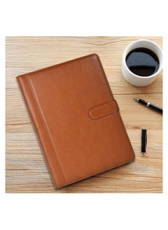SYOSI Padfolio Clipboard Folder Portfolio, Faux Leather Legal Document Organizer with Signature Pen/Business Card Holder/Letter Size A4 Writing Pad/Mobile Phone Storage Pocket, Brown  - Image 3