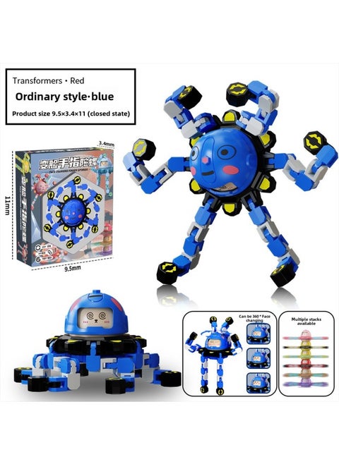 Trembling Fingertips Mechanical Face-changing Gyro Decompression Children's Mechanical Deforming Gyro Luminous Finger Spiral Fingertips-Color:Chinese Box-ordinary Blue