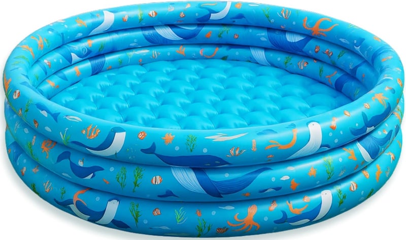 GRIP A POOL حوض سباحة للأطفال الصغار والأطفال والرضع، حوض نفخ بلاستيكي دائري للأطفال مقاس 48 × 12 بوصة - Image 1