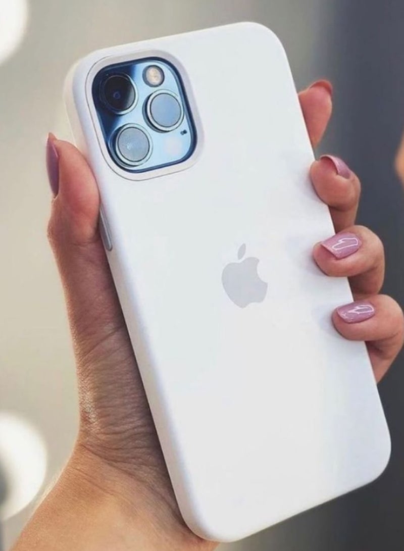 جراب سيليكون لهاتف ايفون  برو11 – تصميم نحيف مضاد للصدمات ببطانة داخلية ناعمة لحماية إضافية لظهر الهاتف من الخدوش مع حماية للكاميرا والشاشة وقبضة مانعة للانزلاق -أبيض - Image 1