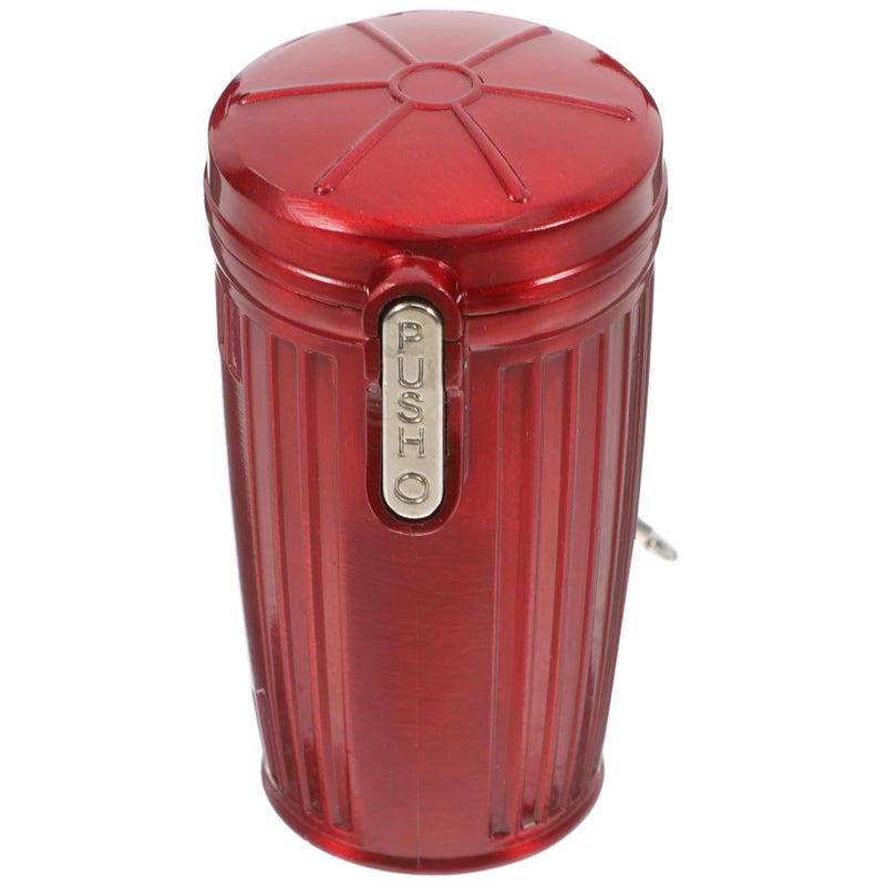 Portable Miniature Ashtray with Lid Keychain Sealed Smokeless Pocket Trash Can Compact Red Design - Image 2