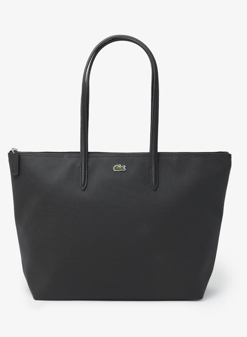 لاكوست حقيبة تسوق كبيرة للنساء 12.12 Concept Zip Tote، حقيبة كتف نسائية محمولة باليد، حقيبة أنيقة متعددة الاستخدامات ذات سعة كبيرة، حقيبة تسوق نسائية، 45 سم * 30 سم * 12 سم - أسود - Image 1