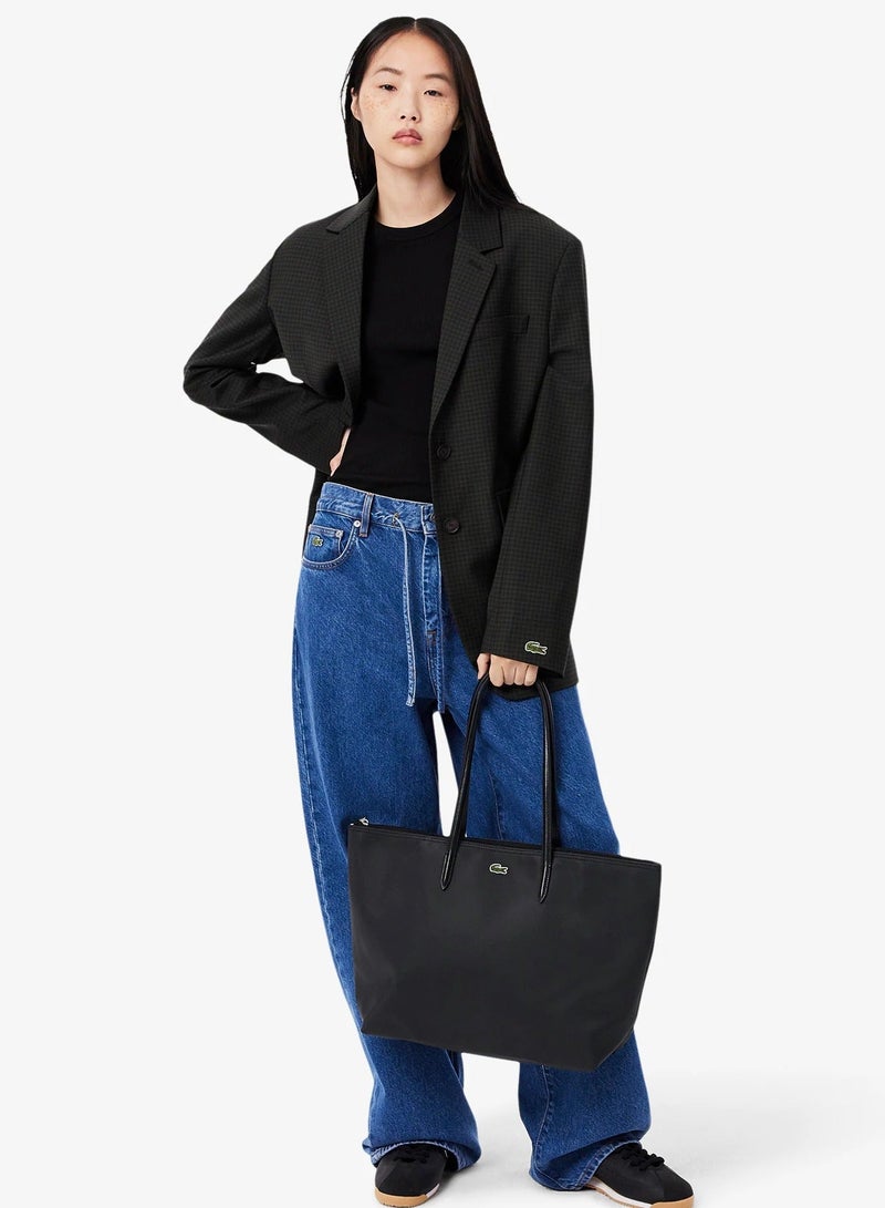 لاكوست حقيبة تسوق كبيرة للنساء 12.12 Concept Zip Tote، حقيبة كتف نسائية محمولة باليد، حقيبة أنيقة متعددة الاستخدامات ذات سعة كبيرة، حقيبة تسوق نسائية، 45 سم * 30 سم * 12 سم - أسود - Image 3