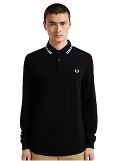 FRED PERRY Essential Logo Printed Polo Shirt Black  - Image 1