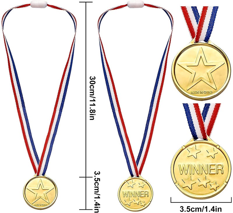 Whaline 20 Pcs Gold Award Medals Winner with Ribbon Necklaces Award Medals for Kids School Meeting Sports Events Talent Show Spelling Bees Party Decor or Celebration Souvenir - Image 3