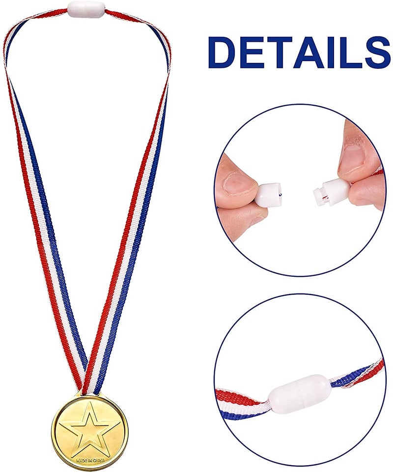 Whaline 20 Pcs Gold Award Medals Winner with Ribbon Necklaces Award Medals for Kids School Meeting Sports Events Talent Show Spelling Bees Party Decor or Celebration Souvenir - Image 4