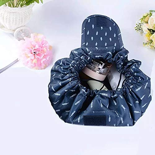 crownish Polyester Leaves 14 Cms Travel Cosmetic Pouch((Pack of 1)_Blue Leaf) - Image 2
