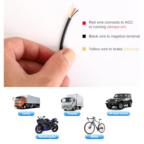 Suvnie Car F1 Style Brake Light, DRL Fog Rear Tail Third Brake Light, Waterproof Triangle Warning Flash Lamp with 12 LED, Universal Car Accessories for Motorcycles Trucks Safety Stop (Red) - Image 4