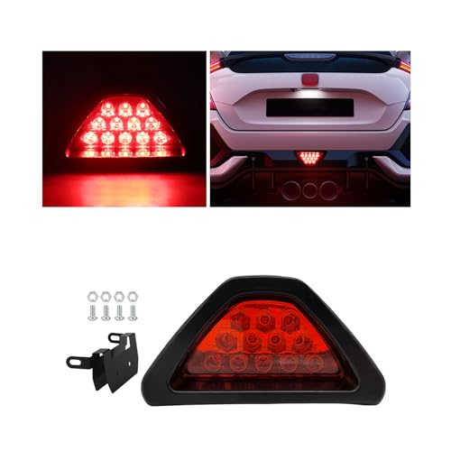 Suvnie Car F1 Style Brake Light, DRL Fog Rear Tail Third Brake Light, Waterproof Triangle Warning Flash Lamp with 12 LED, Universal Car Accessories for Motorcycles Trucks Safety Stop (Red) - Image 1