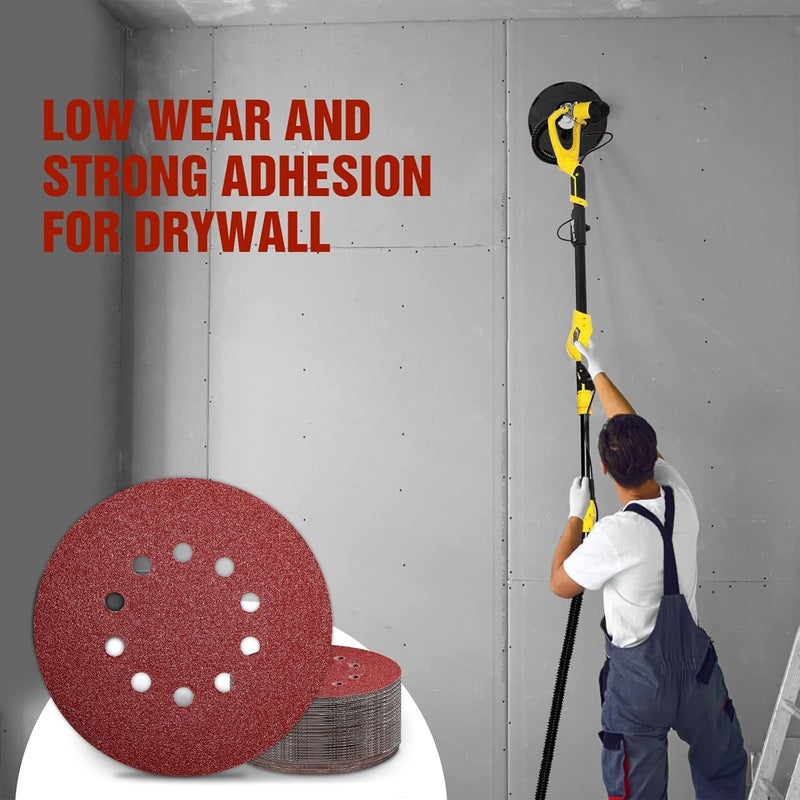 Awutzut 9 Inch 10 Holes Sanding Disc 40 Grit Drywall Sandpaper 30PCS for Popcorn Ceiling Sander Pads - Image 5