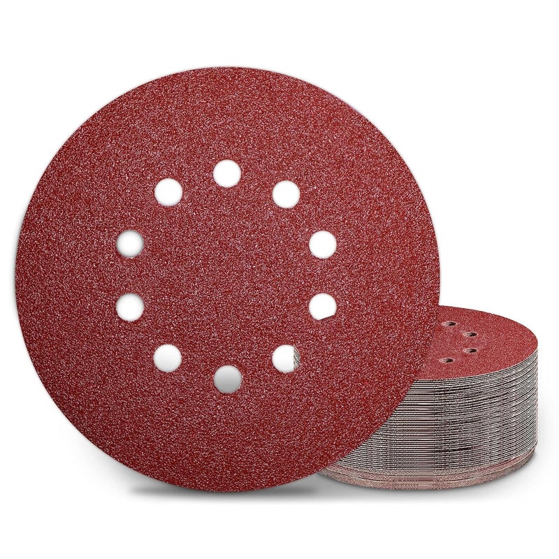 Awutzut 9 Inch 10 Holes Sanding Disc 40 Grit Drywall Sandpaper 30PCS for Popcorn Ceiling Sander Pads - Image 1