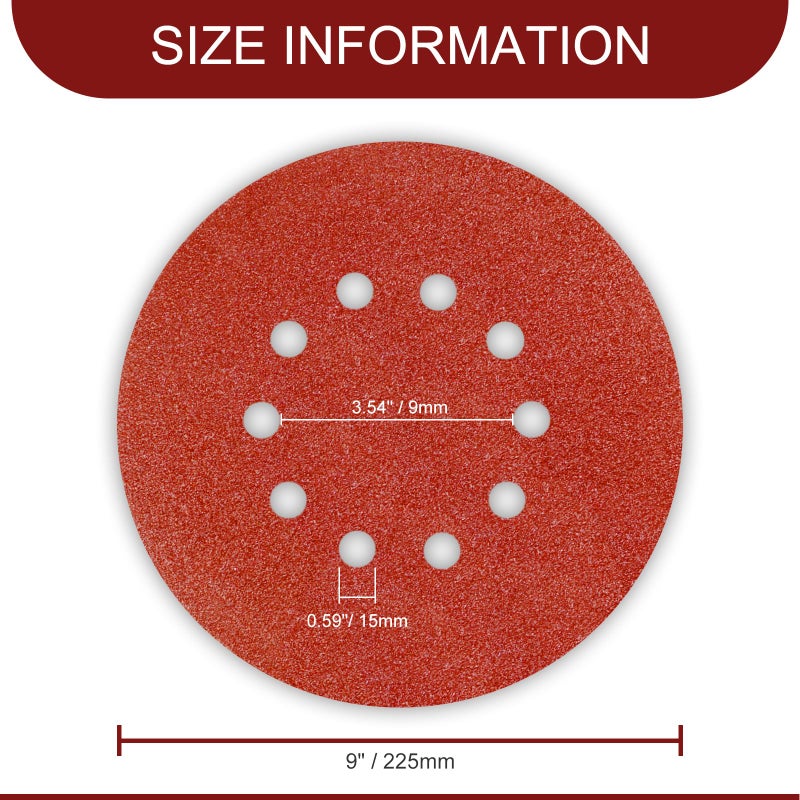 Awutzut 9 Inch 10 Holes Sanding Disc 40 Grit Drywall Sandpaper 30PCS for Popcorn Ceiling Sander Pads - Image 4