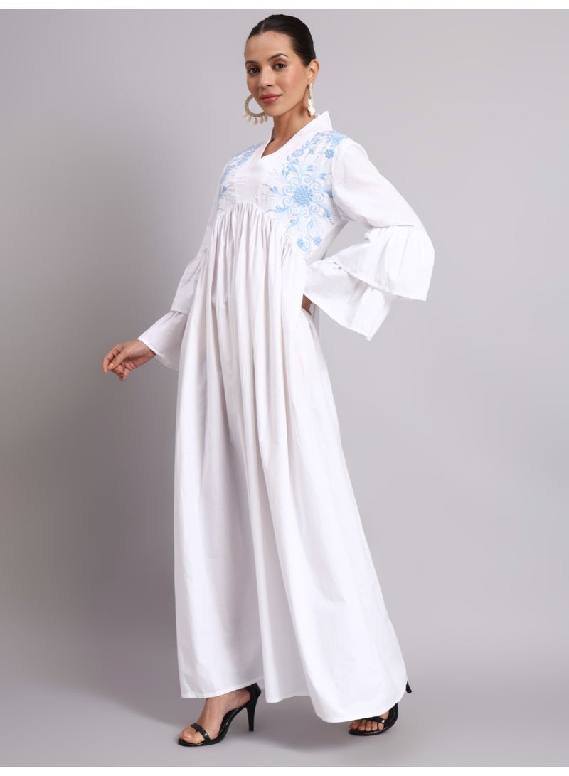 الايا جلابية نسائية قطنية مطرزة بأكمام جرس - AL3697B - Image 3