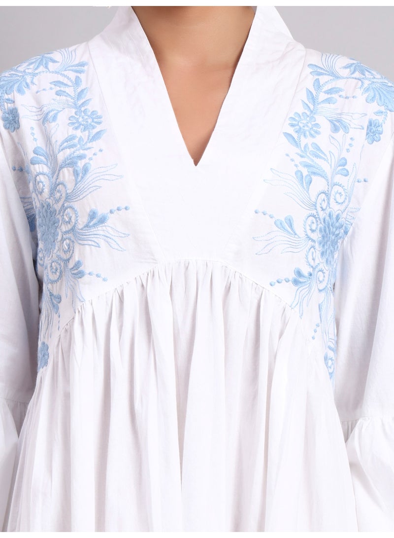 الايا جلابية نسائية قطنية مطرزة بأكمام جرس - AL3697B - Image 5