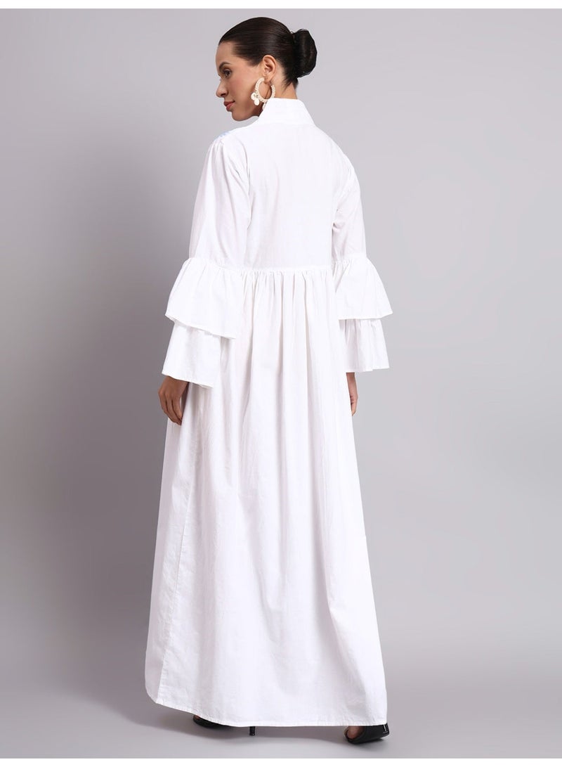 الايا جلابية نسائية قطنية مطرزة بأكمام جرس - AL3697B - Image 2