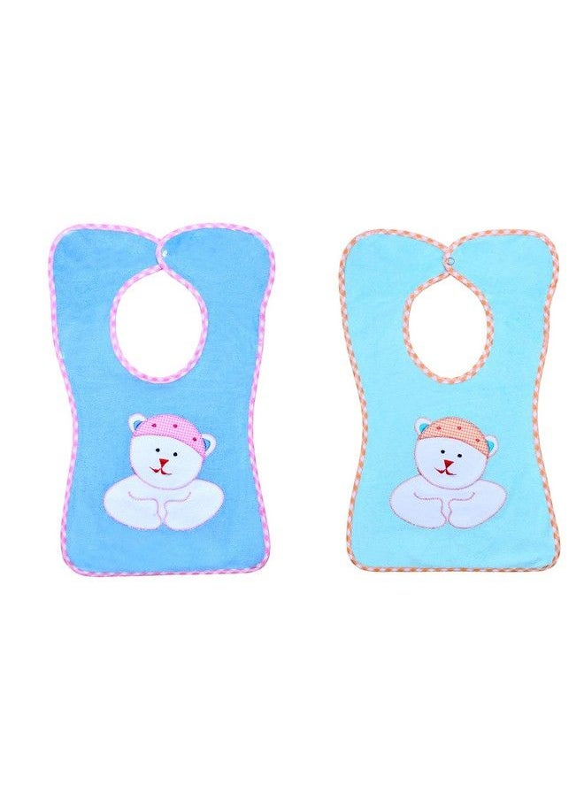 The Little Lookers Terry Cotton Double Layered Baby Bibs Burp Cloth Saliva Towel With Comfortable Tich Button Neck For Feeding Babies Infants Toddlers (Bib 0521Blue & Green Pack Of 2)  - Image 1