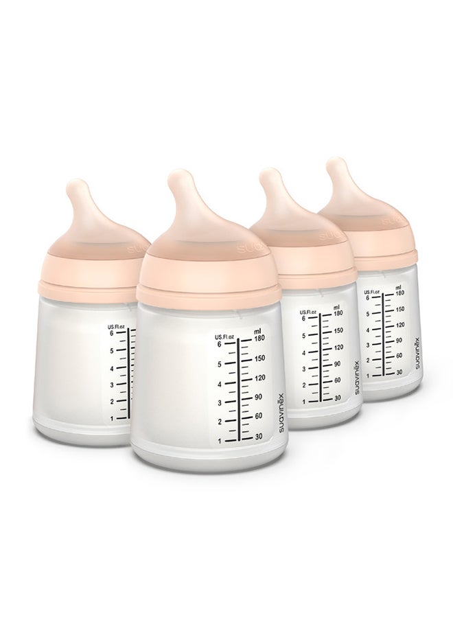 SUAVINEX زيرو زيرو زجاجة رضاعة مضادة للمغص للأطفال، العلامة التجارية رقم 1 في إسبانيا لزجاجات الرضاعة، مثالية للأطفال الذين يرضعون طبيعياً 180 مل × 4 مجموعة من 4 - Image 1