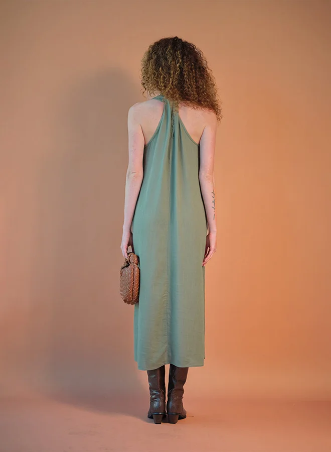Virgio VIRGIO Linen Halter Dress With Back Criss-Cross
