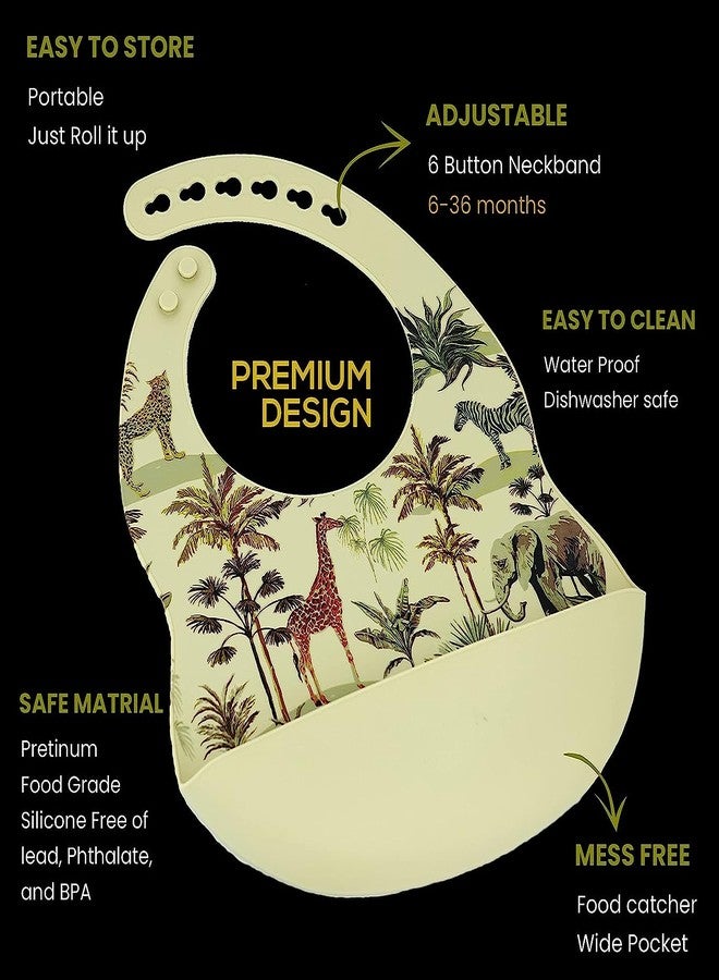 StarKiddo 'Rider' Bamboo Suction Plate for Baby and Toddler with Adjustable Printed Bib and Weaning Spoon | BPA Free Non-Toxic | Baby-Led Weaning Supplies for Toddler Self-Feeding (Combo-Beige) - Image 3