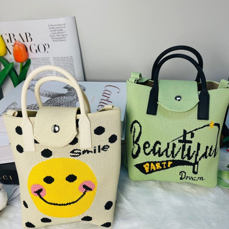 Bag Cover Cute Mobile Phone Bag Women'S Crossbody All-Match Mobile Phone Change Key Knitted Small Satchel Student Bag - Image 2