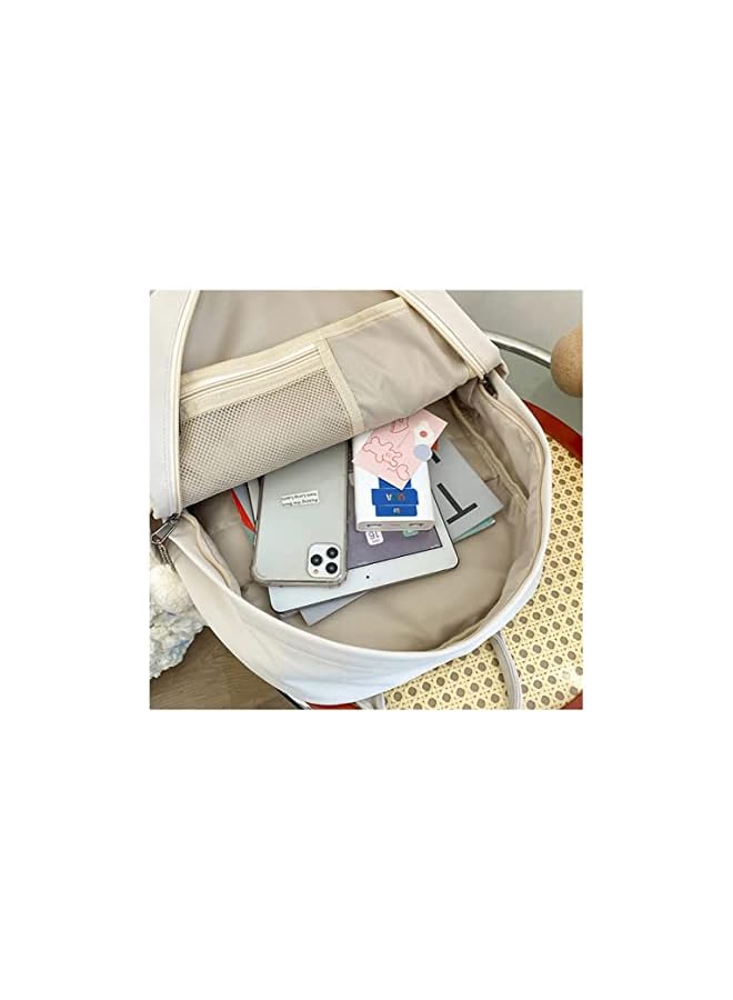 S-TOP Preppy Backpack with Plushies Cute Backpack for Teen Girls Light Academia Bookbags Solid Aesthetic School Bag - Image 3