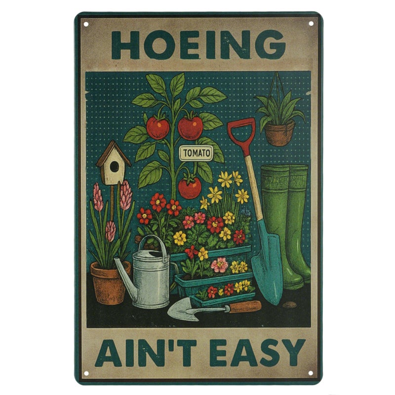 lucdnc HOEING AIN'T EASY Sign Decorative Signs Funny Humorous Metal Yard Signs Women's Garden Gift for Outdoor Patio Porch Decor or Indoor Wall Decor (Color06) - Image 1