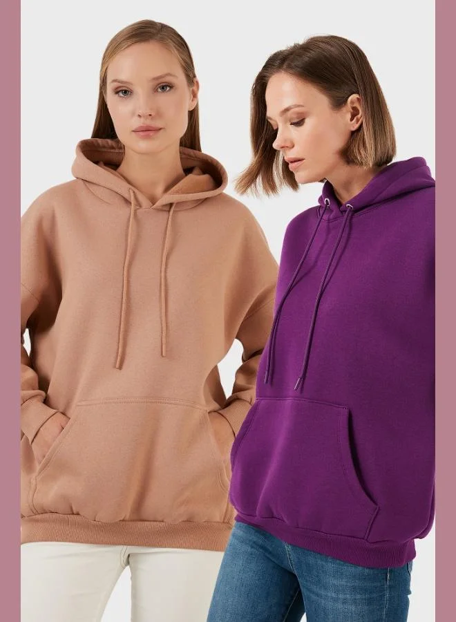 Lela Lela Regular Fit Cotton Hooded Collar Raised Winter 2-Pack Sweat Women's SWEAT 5863854S2