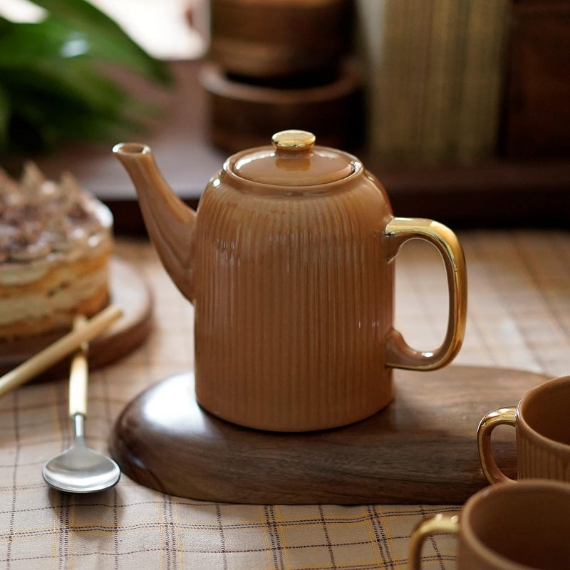 Courtyard Hand Cast Ceramic Baardez Tea PotOrange750 ML - Image 3
