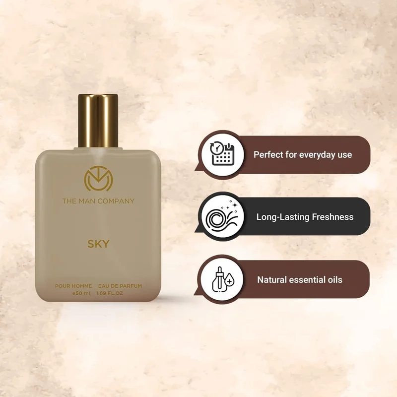 The Man Company  Perfume Gift Set for Men - 50ml* 2 | Long-Lasting Fragrance | Premium Combo Set for Him | Sky & Rouge | | Gift Set for Him | Free Travel Pouch for Men | Best Price UAE