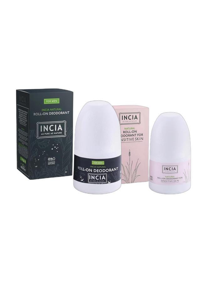 إنسيا مجموعة مزيل عرق طبيعي دوار للرجال والبشرة الحساسة - نباتي، خالٍ من الألومنيوم، خالٍ من البارابين، خالٍ من القسوة - عطر طبيعي منعش، حماية تدوم طويلاً، تركيبة غير لزجة - عبوة كومبو من قطعتين × 50 مل - Image 1