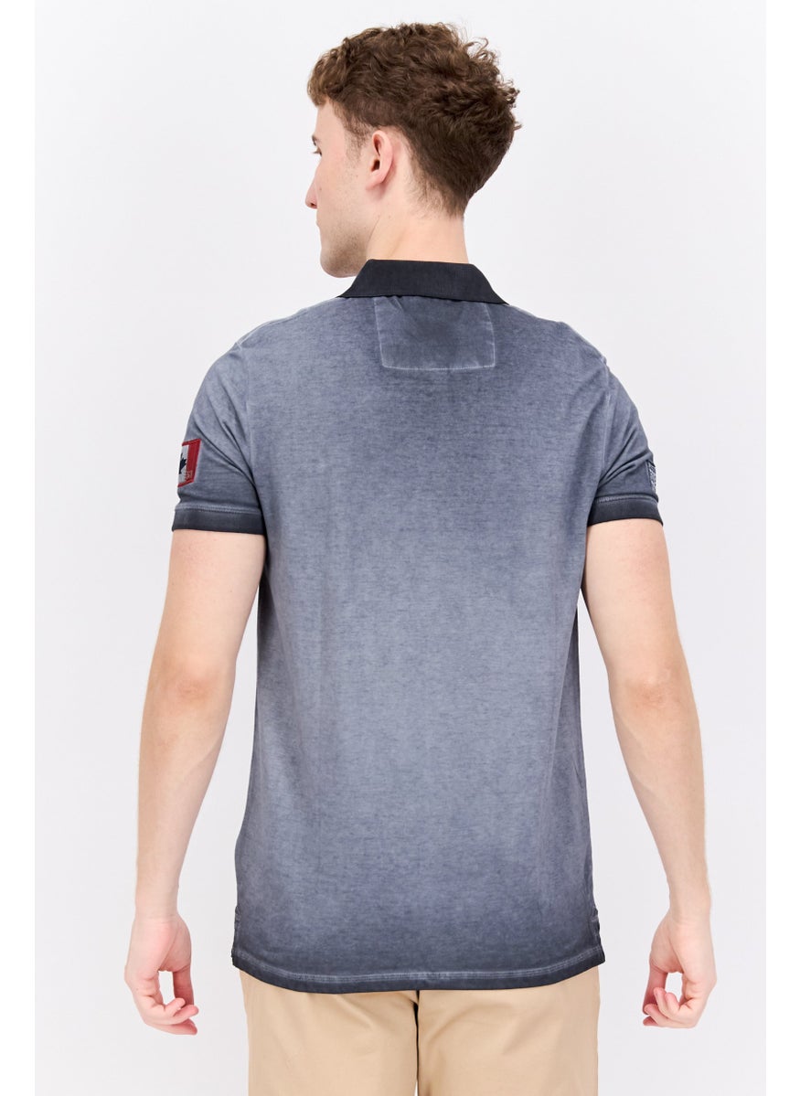 Canadian Peak Men Regular Fit Brand Logo Short Sleeves Polo, Grey Combo  - Image 3