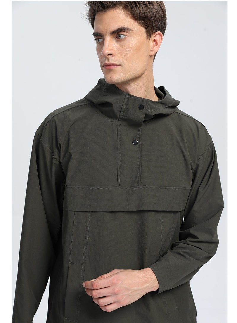 NIBEMINENT Outdoor Ventures Rain Jacket for Men Waterproof Pullover Lightweight Hooded Windbreaker Outdoor Raincoat Packaway Breathable Windproof Shell Jacket for Travelling, Camping, Running, Hiking  - Image 1