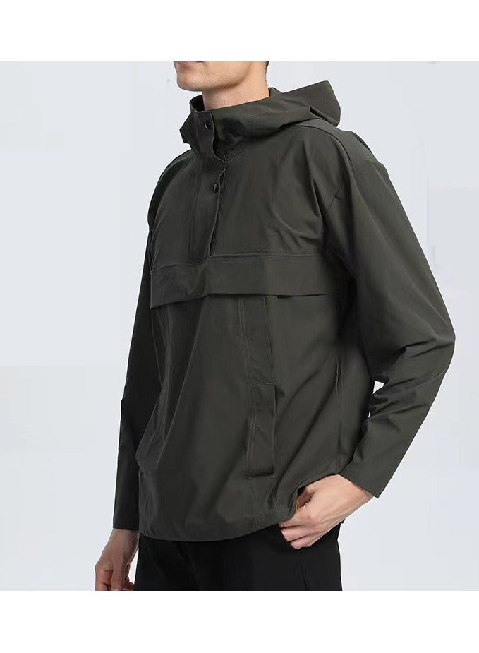 NIBEMINENT Outdoor Ventures Rain Jacket for Men Waterproof Pullover Lightweight Hooded Windbreaker Outdoor Raincoat Packaway Breathable Windproof Shell Jacket for Travelling, Camping, Running, Hiking  - Image 3