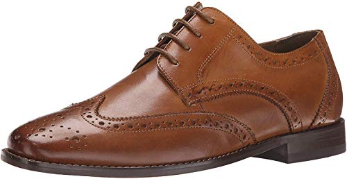 Florsheim® Montinaro Wingtip Oxford Men Dress Shoes – Leather Upper – Suedetech Lining – Padded Collar Design Saddle Tan Smooth 11.5 M (D) - Image 1