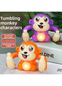 Generic Electric Tumbling Monkey Cartoon Tumbling Banana Monkey Sound And Light Music Tumbling Monkey Puzzle Crawling Toys Wholesale-Colour:Tumbling Monkey【blue】-Specification:3 Aa Batteries  - Image 2