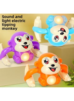 Generic Electric Tumbling Monkey Cartoon Tumbling Banana Monkey Sound And Light Music Tumbling Monkey Puzzle Crawling Toys Wholesale-Colour:Tumbling Monkey【blue】-Specification:3 Aa Batteries  - Image 3