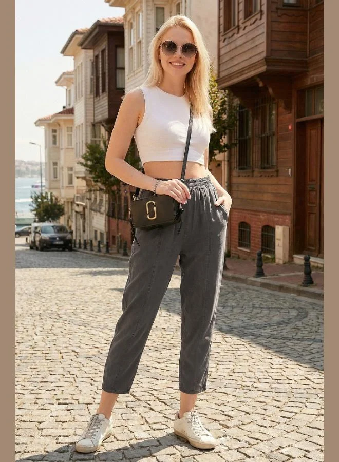 Lela Lela Relaxed Fit High Waist Tapered Leg Trousers Women's Pants 668YP5456