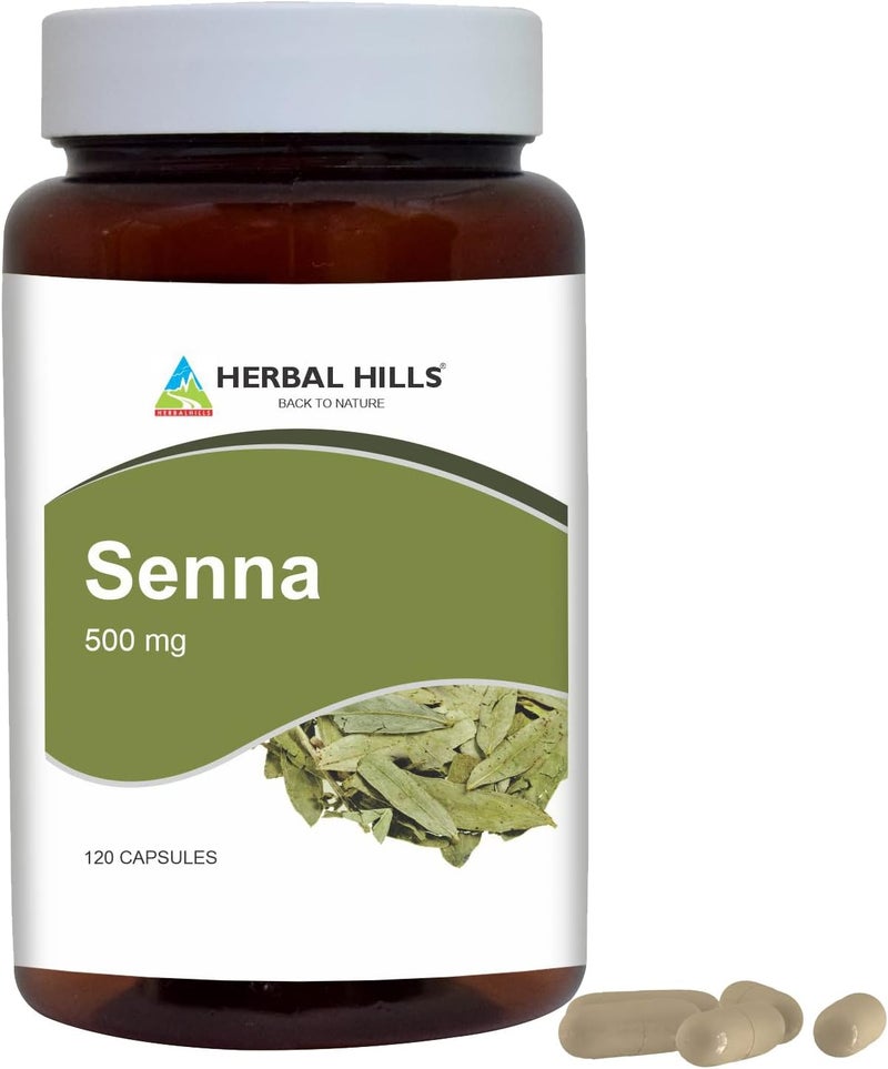 HERBAL HILLS Senna Capsules alexandrina Senna  120 Capsules 500 mg  Natural Laxative Stool Softner Constipation Relief - Image 1