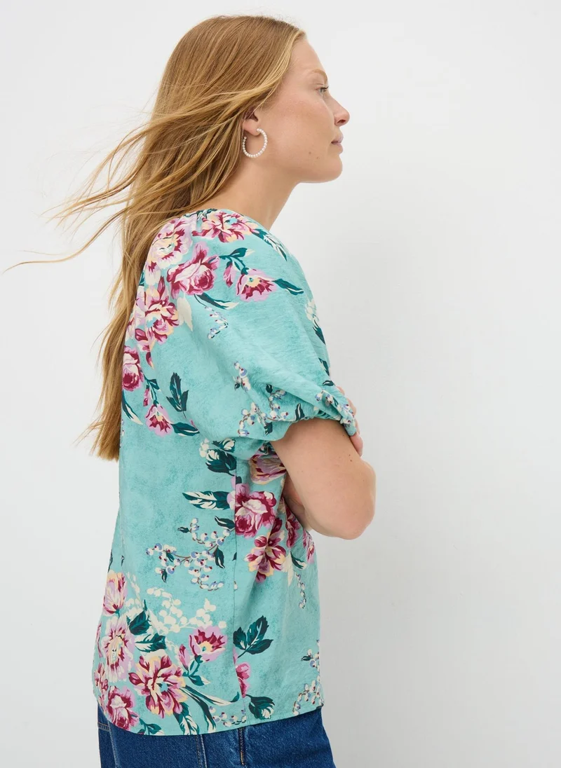 Matalan Multi Floral Puff Sleeve Blouse