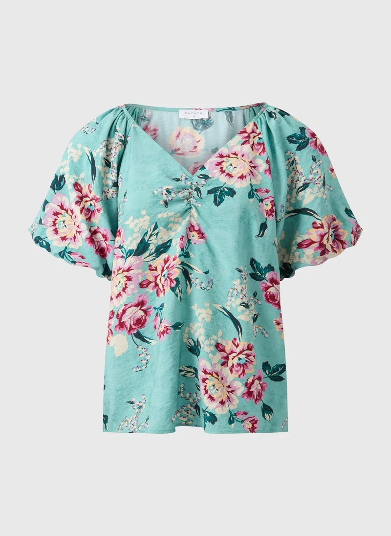 Matalan Multi Floral Puff Sleeve Blouse
