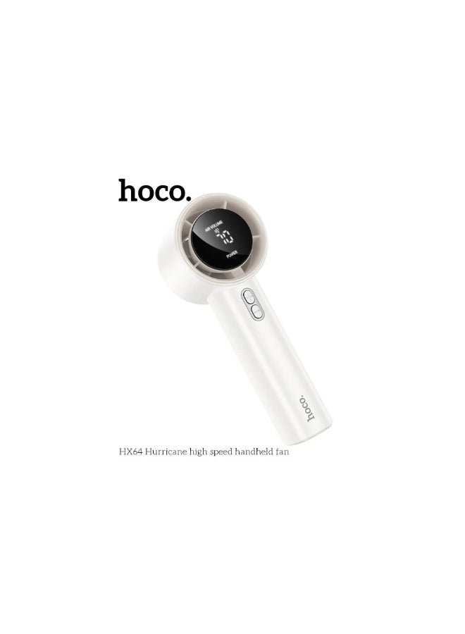 Hoco HX64 Portable Fan High Speed for Bedroom Summer Portable Adjustment Rechargeable Large Wind Digital Display Fan - Image 1