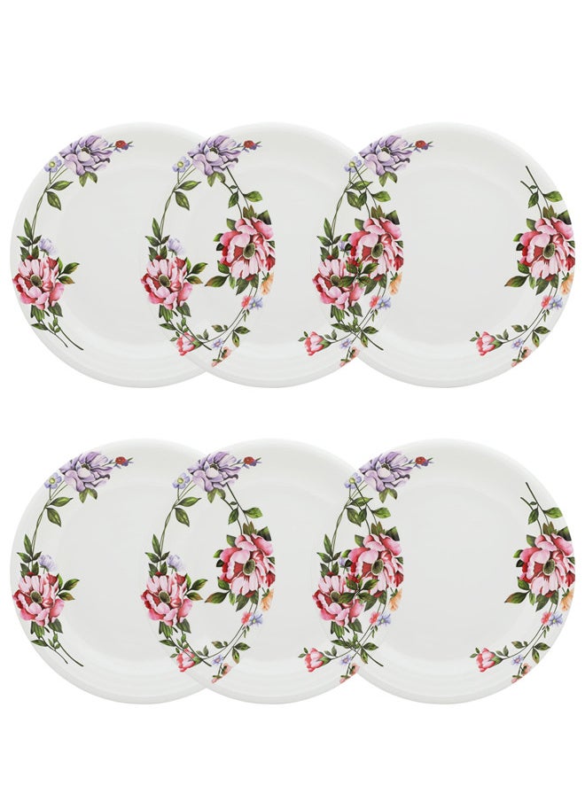 Abir 6-Piece Melamine Deep Round Serving Plate Set 46 CM / 18.11 INCH White/Floral  - Image 1