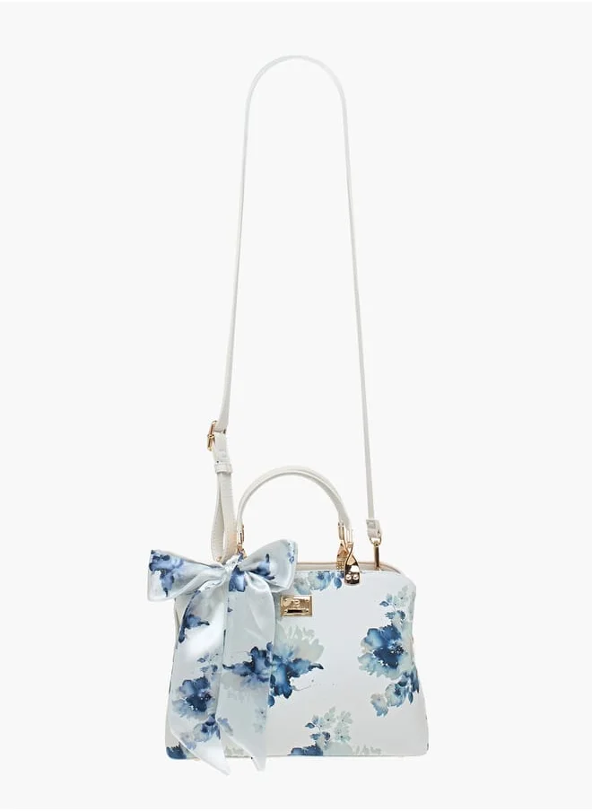 فلورا بيلا من شو إكسبرس Women Floral Print Tote Bag with Zip Closure and Double Handle
